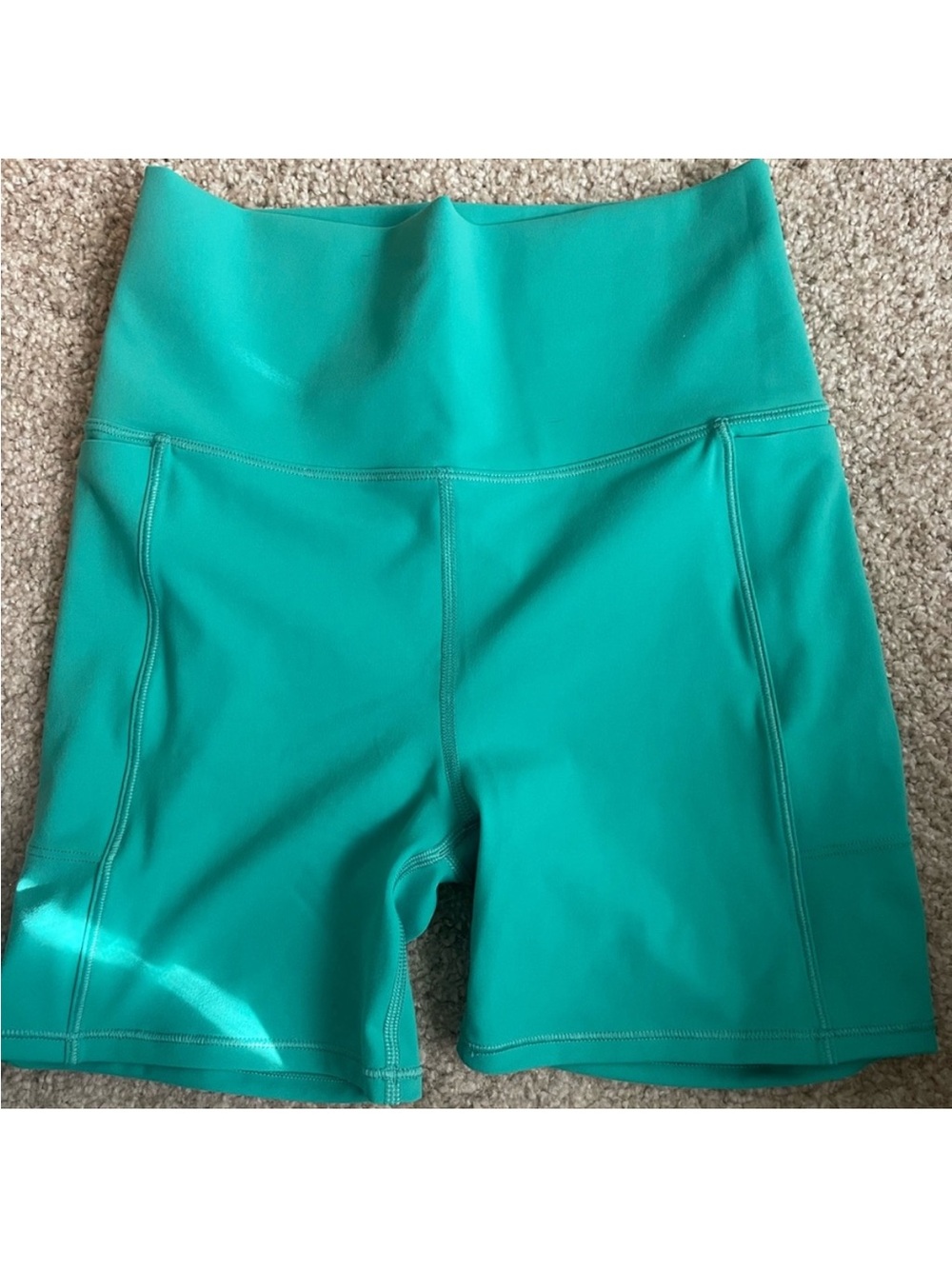 Vuori Teal High-Rise Bike Shorts